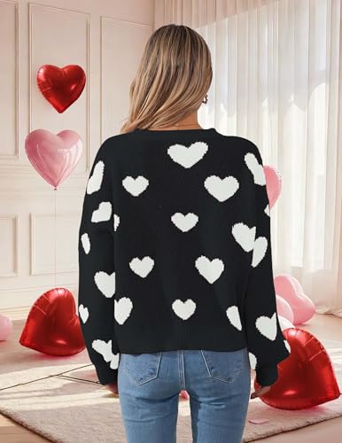 Image of Libsorge Womens Valentine Heart Sweater 2026 Valentines Day Trendy Cute Oversized Long Sleeve Pullover Sweaters