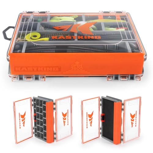KastKing HyperSeal 3500 Double-Sided Waterproof Fishing Tackle Box Adjustable Dividers EVA Foam Jig Storage Lure & Terminal Tackle Organizer 1 Pack