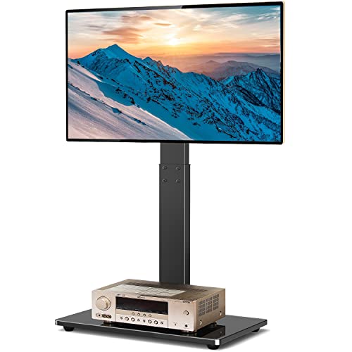 Rfiver Universal Swivel Floor TV Stand Base with Space Saving Design for 32-65 inch LCD LED OLED Plasma Flat Panel Curved Screen TVs, Height Adjustable and Cable Management, VESA 600x400mm, Black