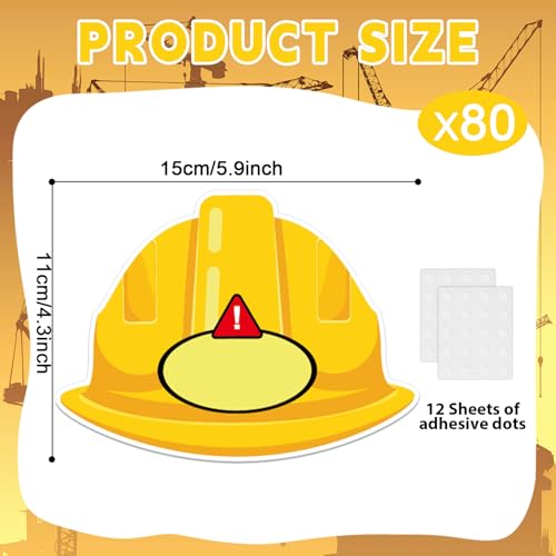 Image of gisgfim 80Pcs Construction Helmet Cutouts Back to School Decorations Bulletin Board Construct Paper Cut-Outs Classroom Decor for Boy Girl DIY Craft Photo Wall Kindergarten Preschool Party Favor Supply