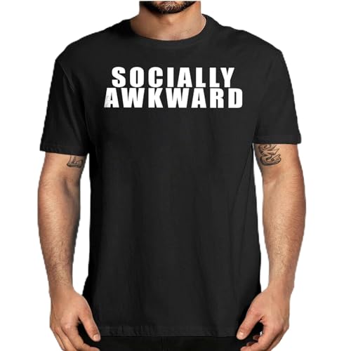 YUWANG Rumin Men's Funny Socially Awkward Geeky T Shirt Anti Social Graphic Tees Funny Geeking Tee T-Shirt Black L