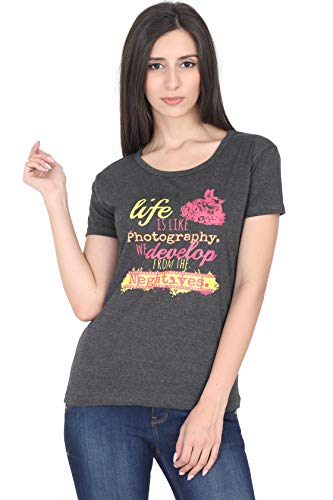 Image of FLEXIMAA Women's Cotton Printed Round Neck Half Sleeve T-Shirt