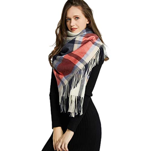 Women's Wool Scarf | Scottish Tartan Pashmina Shawl | Winter Warm Oversized Wrap | Long Plaid Lattice Scarf