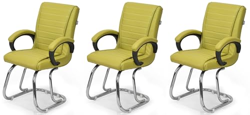 Image of RATISON Special Director Principal Manager Office Visitor with arm Rest with Double Pipe Frame and Cushioned seat Back (3, Green, Double Pipe Frame)