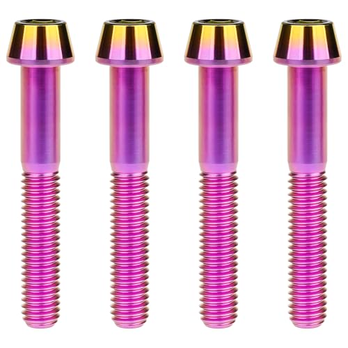 Image of Titanium Ti Bolt M5x9 16 18 20 25 30 35 40 45 50 55 60mm Tapered Head Screws Pack of 4 (M5x40mm, Purple Gold)