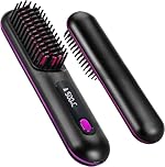 Glow Wave Heated Brush, Go Brush Pro Cordless Straightener, 2026 Glow Wave Heated Brushs for Short Hair, 3 Heat Settings & LED Screen for Travel and Frizz-Free Styling,1PCS (Black)