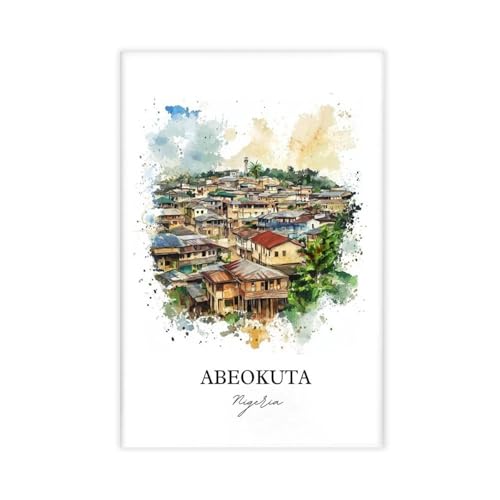 DUYIGCR Abeokuta, Ogun State Nigeria Watercolor Gift, Housewarming Gift Canvas Poster Bedroom Sports Landscape Office Room Decor Gift Unframe 16" L X 24" W