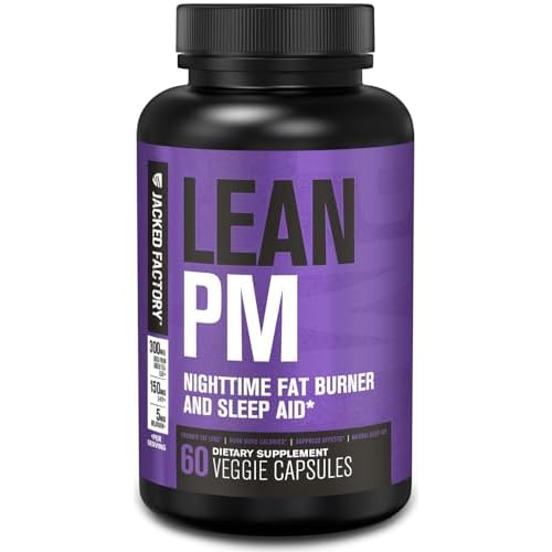 Jacked Factory Lean PM Night Time Fat Burner, Sleep Aid Supplement, & Appetite Suppressant for Men and Women – 60 Stimulant-Free Veggie Weight Loss Diet Pills