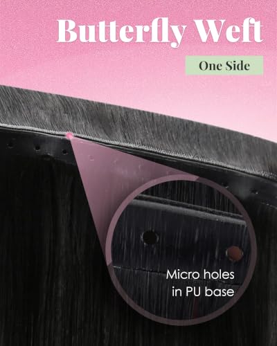 Image of YoungSee Butterfly Weft Hair Extensions Black Balayage Silver 24 Inch 100g