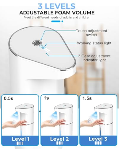 Image of Automatic Soap Dispenser,Touchless for Home Bathroom, Office, Kitchen,1200mAh Battery with Auto-Clean,Sensor Hand Wash Dispenser with 3-Speed Adjustable Foaming Handwash Dispenser,