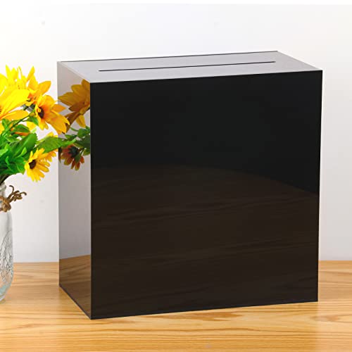 Clear Acrylic Wedding Card Box, Black Large Diy Card Box Blank No Print For Wedding Reception, Graduation Party, Bridal Shower, Keepsake Party Favor, Cosmetic Home Decor #TOP5