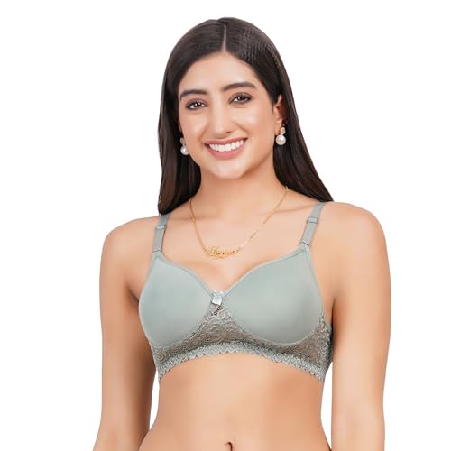 Image of Lace Padded Everyday Padded Bra for Women - Made of Pure Cotton Full Coverage Over Size Non Wired Pushup Soft Cup for T-Shirt Saree Dress Sports Garment for Daily Use Everyday