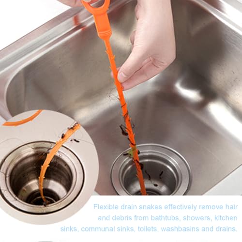 4 Stück Abflussspirale Spülbecken Reinigungshaken Abflussschlange Abflussreiniger Spirale Rohrreinigungsbürste Reinigungsspirale Abfluss Haar Clog Tool für Waschbecken Badewanne Abwasserkanäle