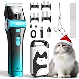 FuzzyFix Cat Clippers for Grooming with 5-in-1 Blade, Cat Grooming Kit Cordless Rechargeable Hair Trimmer Detachable Stainless Steel Blade Pet Shaver for Small Kitty Paw Face Head Body