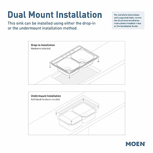 Moen Host Black Granite 33-Inch Wide x 9.5-Inch Deep Dual Mount Double Bowl Kitchen Sink, GGB3024B by Moen - Image 4