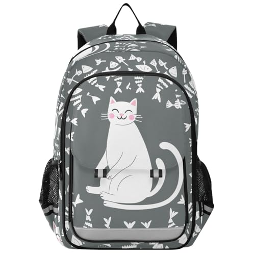 Bolaz Kids' School Backpack with Safety Reflectors Strip,Great for Boys & Girls Ages 6–12,Circle Cat