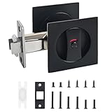 YZMLOL Square Pocket Door Lock with Color Coded Indicator, Pocket Door Hardware,Pocket Door Latch, Matte Black Privacy Pocket Door Hardware for Home, Bathroom and Bedroom.