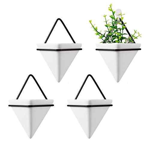 T4U Jardinera Triangular, Conjunto de 4 Jarrón de Jardinera Colgante & Maceta Geométrica Decoración de la Pared Planta de Aire Contenedor para Decoración Regalo para Cumpleaños o Boda (Pequeño)