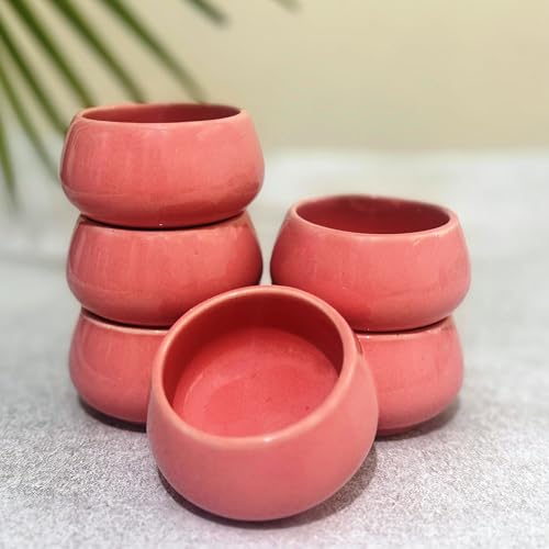 Image of Lupaava Serving Dip Sauce Chutney Mini Ceramic Bowls Pack of 6 | Ceramic Handcrafted Shine, Microwave Bowl Sets, Kitchen Accessories 35 ml