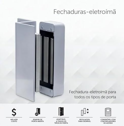 Fechadura Magnética Eletroimã Intelbras Suporte Porta Vidro