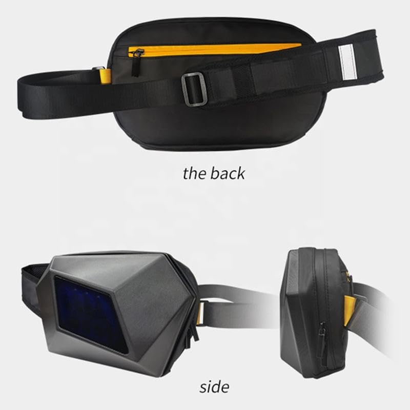 Image of AL KIAN LED Backpack Devil's Eye Shoulder Bag Crossbody Bag Hard Shell Waterproof App Control DIY Programable LED Motorcycle Backpack Riding Sling Backpack for Travel, Camping & Cycling Daily Used