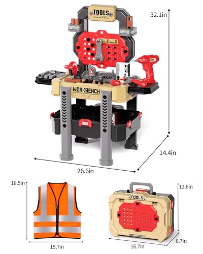 image for Deejoy Kids Toy Bench with Realistic Tools and Electric Drill, 79 Pcs 