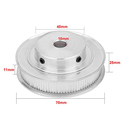 Uxcell Aluminum 100 Teeth 10Mm Bore 2.032Mm Pitch Timing Belt Pulley For 10Mm Belt #TOP1