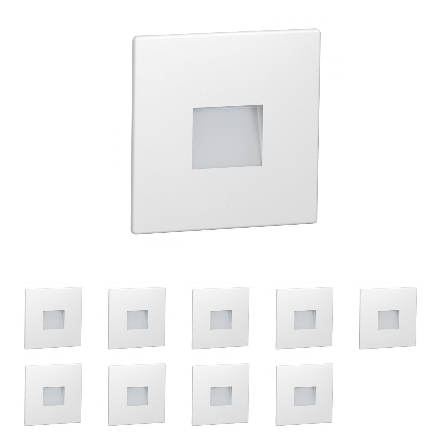 ledscom.de 10 LED Staircase Light/recessed wall Light FOW for Indoors and Outdoors Downlight, Angular, 85 x 85mm, Cool White