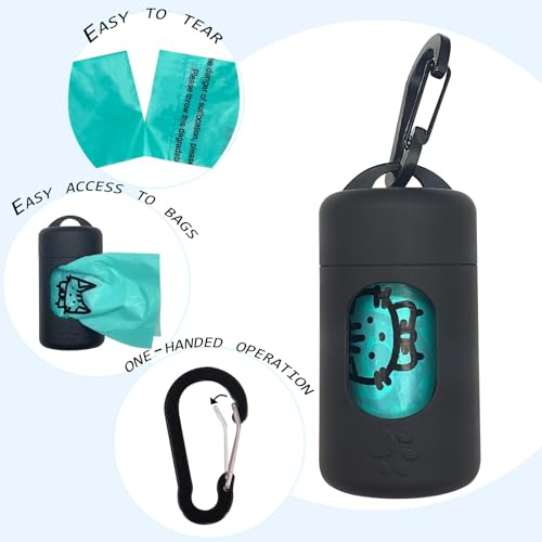 Image of Dog Poop Bag Dispenser for Leash with Snap Clip, Skin-friendly Texture Waste Bag Holder for Dog Walks and Cats, Pets Litter Bag Container, Indoor & Outdoor Use (Black, 1)