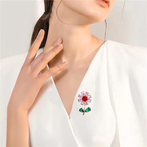 Image of WCRAZYE Sunflower Flower Brooch Pin for Women Girls Elegant Enamel Crystal Rhinestone Yellow Flower Plant Brooch Pin, Charm Sun Flower Coat Brooch for Mom Christmas Valentine's Day Jewelry Gifts