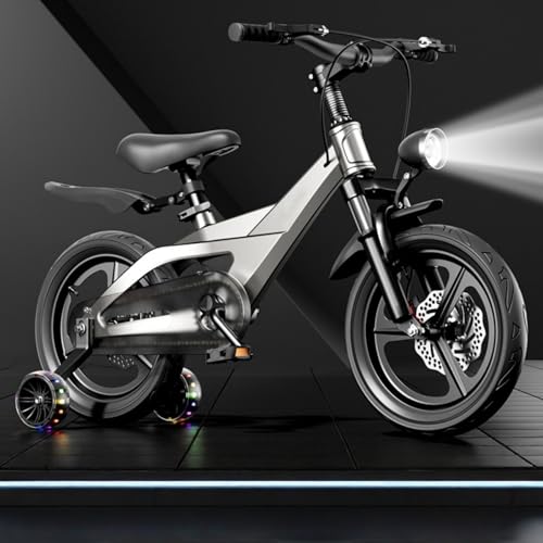 【Banefu】子ども自転車 14/16/18インチ、補助輪、 滑り止め幅広タイヤ、フロントとリアのダブルディスクブレーキ マグネシウム合金フレーム 安全耐久性 高さ調節可能 組立簡単男女兼用 3歳〜12歳対応 男の子 女の子 子供 小学生 誕生日プレゼン