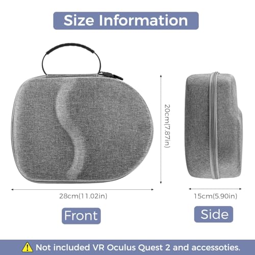 Image of Ethylene Vinyl Acetate (Eva) Hard Carrying Case For Meta Quest 3 /Meta Quest 2 /Meta Quest Pro Virtual Protectio Compatible With Original Official Elite Head Strap, Grey
