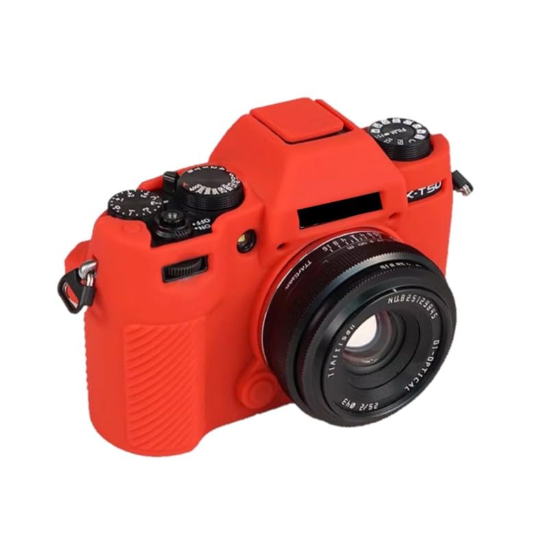 Miękki silikonowy futerał na aparat czerwony gumowy pancerz skórka osłona korpusu ochraniacz do aparatu bezlusterkowego Fujifilm X-T50