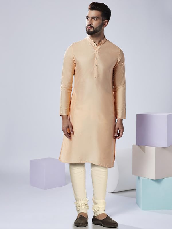 Image of KISAH Men Printed Kurta Jacket Set, Full Sleaves, Knee Length, Straight, Regular Fit, Mandarin Collar Ethnic Wear