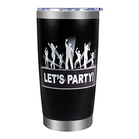 LanHong Let's Party Tumbler Cup 20 oz - Sealed Travel Tumbler Mug with Lid - Stainless Steel Insulated Coffee Tumbler Cup - Large Coffee Tumbler Mugs for Hot and Cold Drink Cover