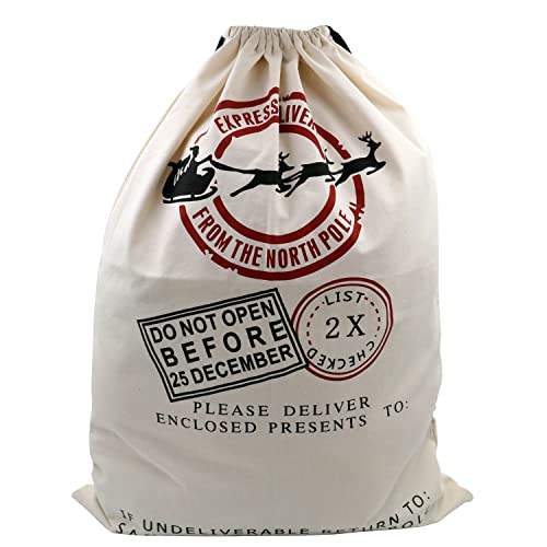 TRIXES Santa Sack Nikolaus Beutel – Cremefarbener Weihnachtssack –...