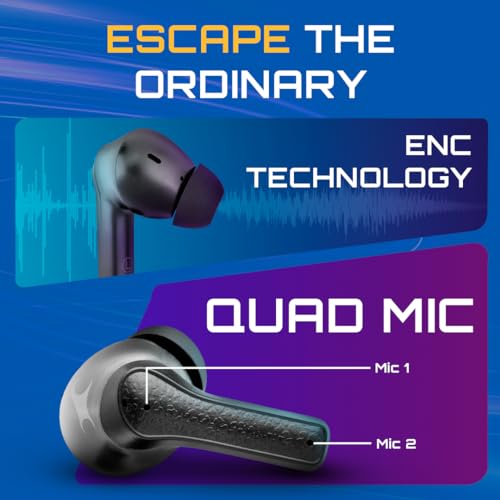 Image of Fastrack Fpods(New Launch) FS100 Bluetooth TWS in-Ear Earbuds with 40 Hrs Playtime |BT V5.3|10mm Extra Deep Bass Drivers|Quad Mic ENC for Clear Calls|Low 60ms Latency Gaming Mode|NitroFast Charge
