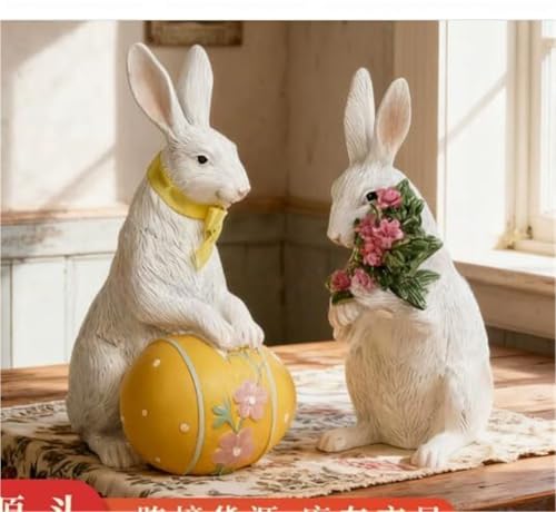 Lapins de Pâques avec carotte statuette de décoration de bureau moderne - 3