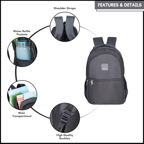 Image of Priority 38 L Solid College|Laptop|Travel Backpack For Boys & Girls | Office Bag For Men & Women | Casual Lightweight Bags For Unisex (19 Inch|Large | Black) - INV22188 P