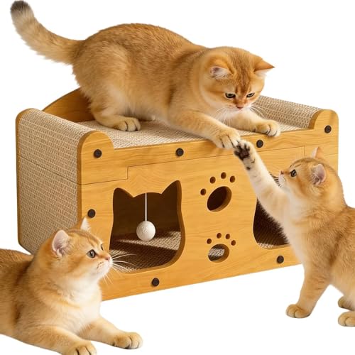 Griffoir pour chat interactif multifonction avec balle de jeu antidérapant - 2
