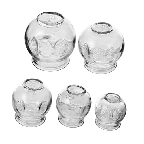 5 unidades de copas de ventosa de vidrio grueso para terapia de ventosas, seguras y aptas para masaje y uso doméstico, fuerte adherencia y bordes suaves miniatura 5