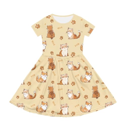 Image of Short Sleeve Dress for Girls with Pockets Cute Toddler Girl Clothes Summer 2-12