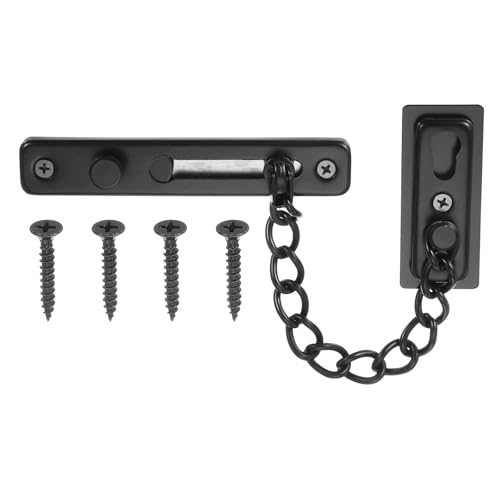PATIKIL Cerrojo De Cadena Para Puerta, Cerradura De Seguridad Para Puerta Con Cadena Para Puertas Principales E Interiores Con 4 Tornillos Para Hogar Dormitorio Hotel Apartamento, Negro