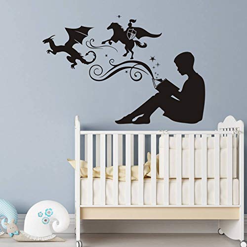 Juruoxin Boy Reading Magic Books Wall Decal Art Vinyl Sticker For Kids Study Room Decoration Bedroom Design Ymx47 (Black, 57X38Cm) #TOP3