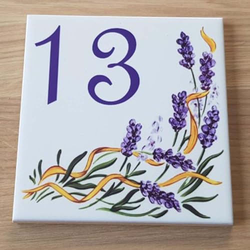 Signalétique de maison en faïence - Plaque numéro extérieure 15x15