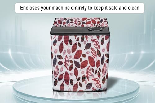 Image of Stylista Washing Machine Cover Compatible for GODREJ 6.2KG Semi-Automatic Top Loading GWS 6203 PPD, Ditzy Pattern Offwhite Base