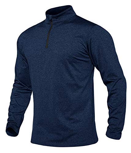 1 4 Zipper Pullover Mens Long Sleeve Dry Fit Shirts Workout Shirts Athletic Shirts Fleece Shirts Navy
