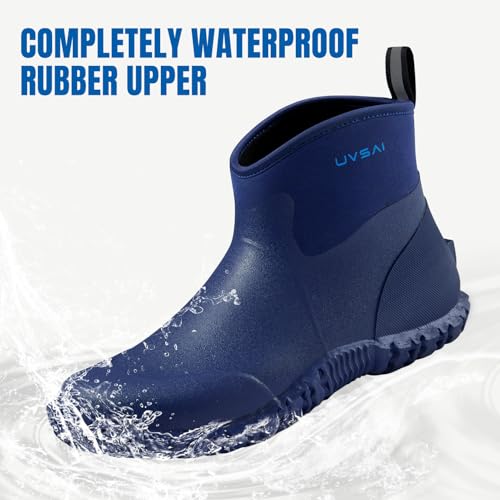 Image of Men's Waterproof 5.3-inch Ankle High Garden Shoes Rain Boots Slip-On Footwear for Gardening Farming Lawn Care Yard Work