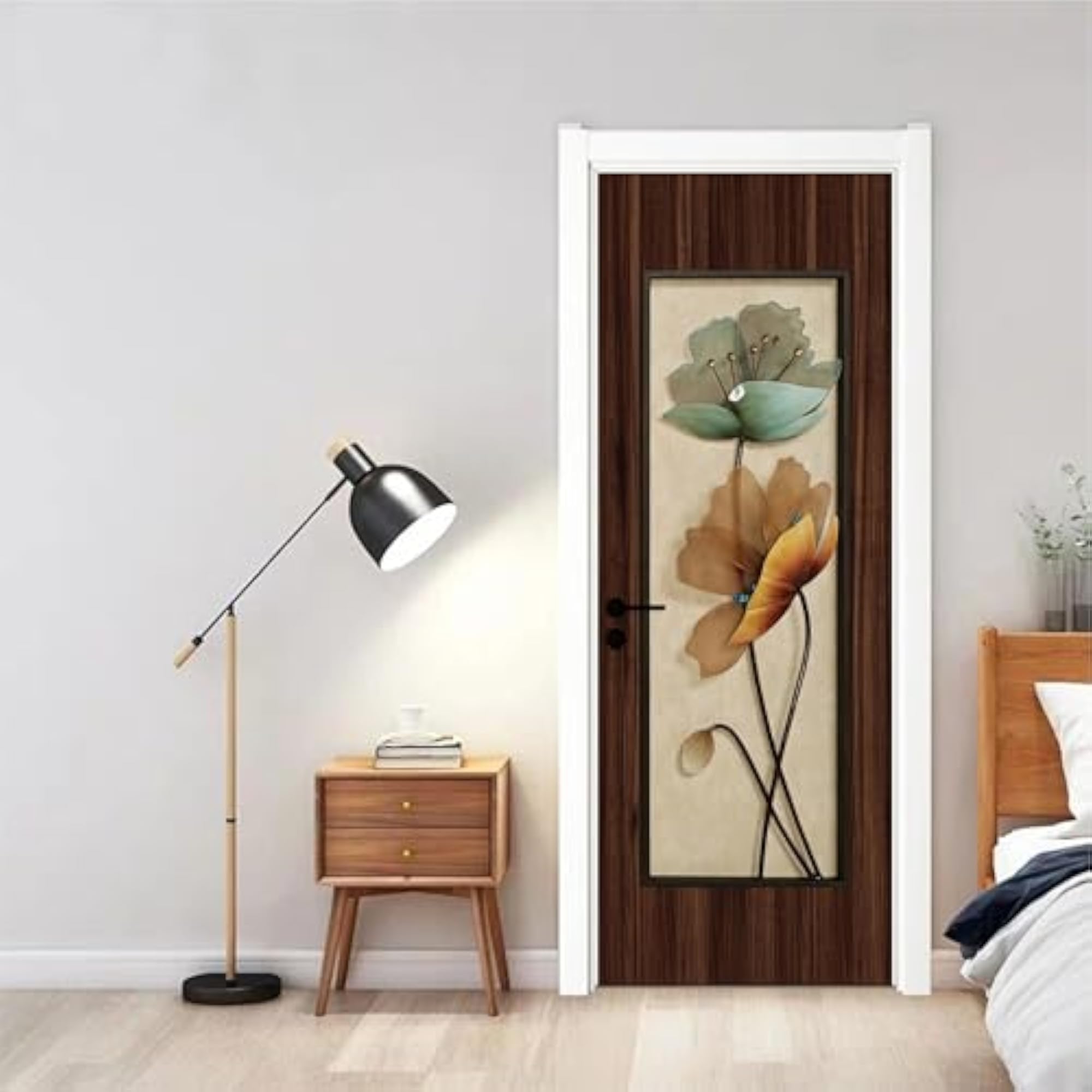 Floral Door Sticker for Home Decor, Removable and Reusable