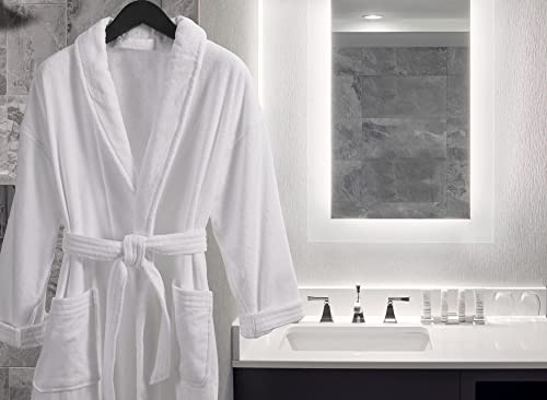 Marriott Terry Velour Robe - Luxury White Hotel Robe With Shawl Collar And Self-Tie Belt - White - One Size #TOP1